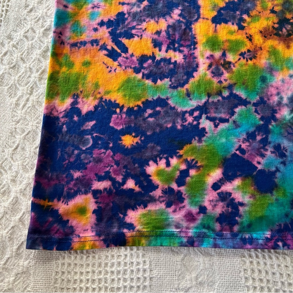 Saisby by Cg Vibrant Hand Tie-Dyed Mock Neck Dress Top Side Split Hem Cotton - Picture 12 of 15